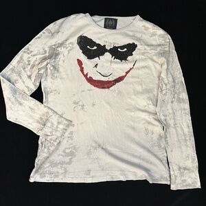 Salvage Joker Smile Face Gray Long-Sleeve Sweatshirt Mens XL 2008 DC Comics